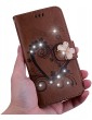 Uposao Compatible with Huawei Y6 2018 Case Bling Diamonds Glitter Love Heart Floral Embossing PU Leather Wallet Case with Kickstand Card Holder Flip Cover Magnetic Closure,Brown - B07R6MDQ84Q