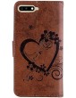 Uposao Compatible with Huawei Y6 2018 Case Bling Diamonds Glitter Love Heart Floral Embossing PU Leather Wallet Case with Kickstand Card Holder Flip Cover Magnetic Closure,Brown - B07R6MDQ84Q