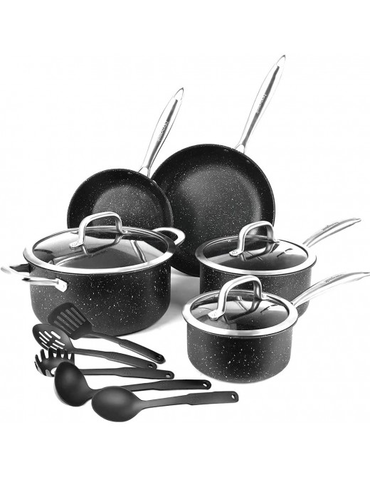 13pcs Cookware Set Non-stick Pan Frying Pan 13pcs Set Including 2 Pans 3 Soup Pots 3 Lids and 5 Dishes - B09V123K63R