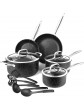 13pcs Cookware Set Non-stick Pan Frying Pan 13pcs Set Including 2 Pans 3 Soup Pots 3 Lids and 5 Dishes - B09TYTQX93R