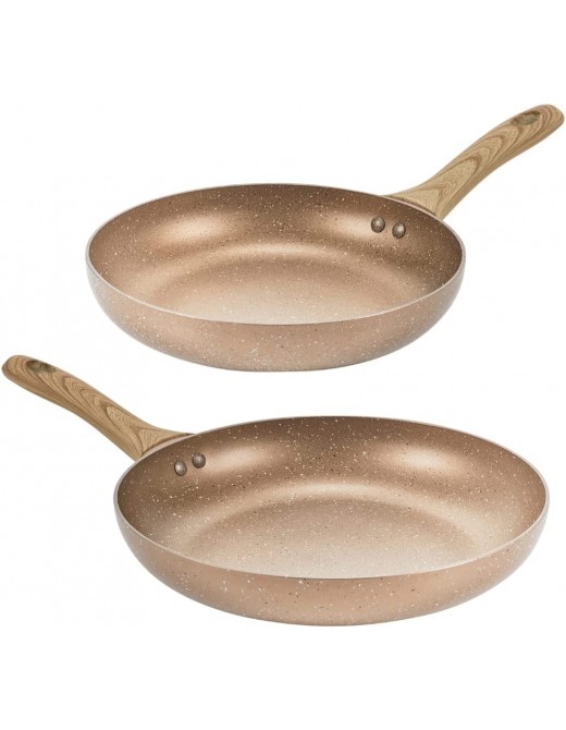 2 PCS URBN-CHEF Ceramic Rose Gold Frying Pan Induction Cookware Set - B09QMSF78VL