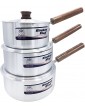 3pc Aluminium Sauce Pan Set with Lids Kitchen Saucepan Pan Pot Set 3pc Saucepan Set Wooden Handle - B01JRJPAKEZ
