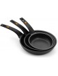 BRA Efficient Cast Aluminium Non-Stick Pans Set of 3 20-24-28 cm Black [ Exclusive] - B07H9L218FG
