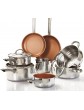 Cermalon 11-Piece Cookware Set Stainless Steel Copper 50 x 20.5 x 30 cm - B0723BRJPMD