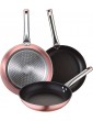Neon Rose Gold Set: Frying Pans Ø20 Ø24 and Ø30 cm Forged Aluminium Non-Stick Marble Induction with Tubular Handles in Stainless Steel - B08933LD2FE