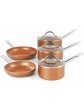 New 5-Pcs Copper Color Pan Set Suitable for All Hob 16-24cm Sizes Oven Safe Upto 260° - B09VLDQX9RU