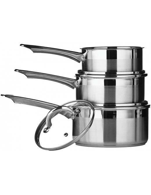 Premier Housewares 408106 Stainless Steel Saucepan Set Two Tone Induction Cookware Set 3 piece Silver - B004P21TTKN