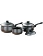 Silver Finish 3pc Non Stick Carbon Steel Belly Pan Saucepan Cookware Set 16-20cm - B00B0YIAEIT