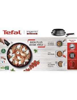 Tefal Ingenio Daily Chef On 10 Piece Cookware Set Stackable Easy Cleaning Non-Stick Coating Removable Handle Heat Indicator Induction L7619302  Grey - B09T6TX2X8A