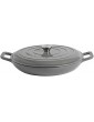 Argon Tableware Cast Iron Shallow Casserole Dish Enameled Dutch Oven Self-Basting Lid Hob to Oven 350ml Slate Grey - B08QZSG717H