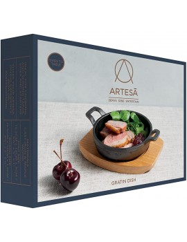 Artesà ARTGRATIN Miniature Serving Dish in Gift Box Shallow Casserole Pot Style Cast Iron 16.5 x 12 x 3 cm Black Beige - B011RBXH2IB