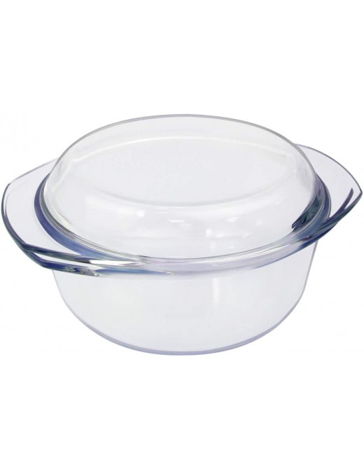 Casserole Round Dish with Lid Glass Casseroles High Resistance & Handles Baking Dish Hob to Oven Dish Clear Roaster Baking Dish Roasting Tin 2.5 L - B09K4BY879T