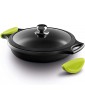Castey F3-IR28 Induction Shallow Casserole with Tempered Glass Lid and Silicone Side Handles 28 cm Cast Aluminium Black - B078XCZB3JJ