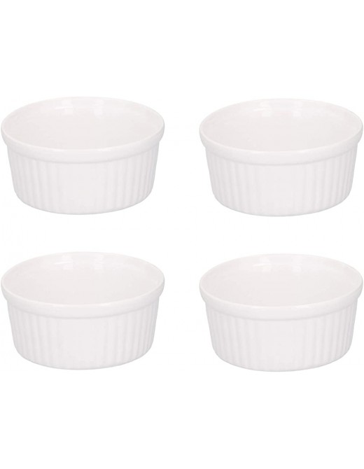Invero Set of 4 Ceramic Round Oven to Table Baking Serving Dish 14 x 6.5cm White Ideal for Tapas Tarts Quiche Pies and more - B07PRL6C53F