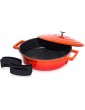 Non-Stick Shallow Casserole Dishes with Lids Oven Proof -28cm -4.1L Cast Aluminium Oven Dish Stainless Steel Base Induction Lighter than cast Iron casserole dish with lid Orange - B08W3BNSS8P