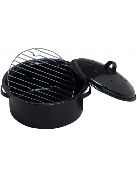 Premier Housewares Roasting Tins Black Roasting Tin Carbon Steel Casserole Dishes Roasting Pan With Lid Roaster With Lid 12 x 30 x 28 cm - B0768RQHWVD
