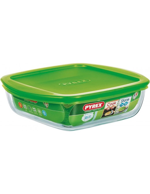 Pyrex for storing food Square Dish with Lid 20 x 17 x 5.5 cm 1L - B00C7O35CMY