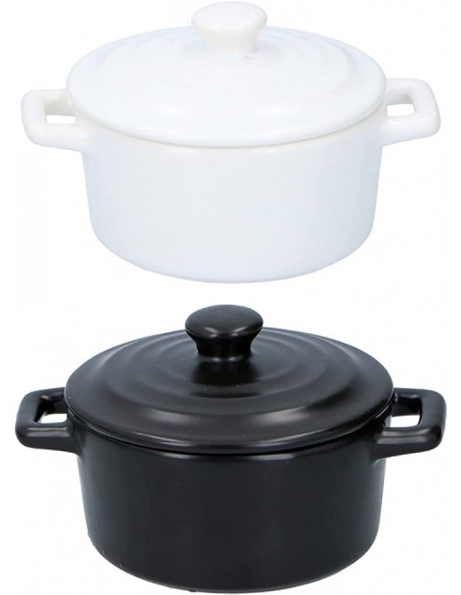 Set of 2 Ceramic Casserole Dishes Mini Individual Serving Hob Pot Pan High Grade Stoneware - B0B29D4XYXO