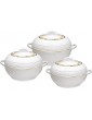 SQ Professional Ambiente 3 Piece Food Warmer Insulated Casserole Hot Pot 1200ml 1600ml 2500ml Set White - B01K8SR5W4E