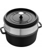 STAUB Cast Iron Roaster Cocotte With Steam Insert Round 26 cm 5.2 L With Matte Black Enamel Inside the Pot Black - B008I38O90B