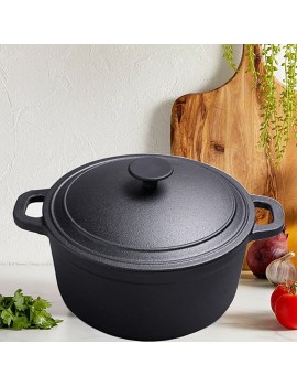 Xample® Cast Iron Casserole Dish Black Pre-Seasoned Ovenproof Pot & Lid 4.7L Pan - B0992DMWFHG