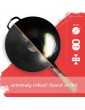 Flavemotion Wok + Wokring | Ø 14 36 cm Flat Bottom PRE-Seasoned | Traditional Hand Hammered Carbon Steel Wokpan Pow Wok for Induction- Ceramic- Electric Cooker - B09D29RBN5D