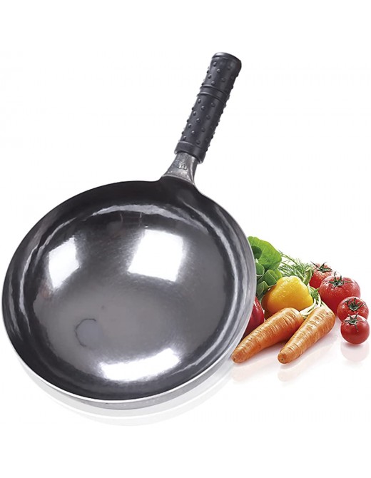 Hand-made Round-bottomed Wok Healthy And Without Chemical Coating 42,000 Times Hand-beated Smooth Non-stick Pan By Hand Evenly Heated Delicious Cooking Woks And Stir Fry Pans Chinese Wok 30cm - B098LHKC2FS
