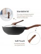 Haufson 30cm Die cast Wok with Standable Lid | Works with All Major Hobs | Natural PFOA Free Non-Stick Stirfry Pan | Professional Kitchenware for Your Home Black Brown Handle 30cm - B08Q3WM8FFK