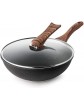 Haufson 30cm Die cast Wok with Standable Lid | Works with All Major Hobs | Natural PFOA Free Non-Stick Stirfry Pan | Professional Kitchenware for Your Home Black Brown Handle 30cm - B08Q3WM8FFK