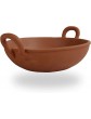 Natural Clay Terracotta Kadai Wok Serving Dish with Handles Unglazed 1.5L - B09J96RPLHK