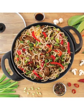 Quest 35870 Electric Non-Stick Wok with Lid Included 5 Precise Temperature Options Rapid Heating Technology 33cm Diameter Detachable Power Cord For Serving 1500W - B07FQZ3ZJDX
