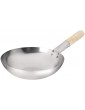 Vogue K295 Mild Steel Wok Flat Base 10In Frying Food Commercial Cooking Silver - B00237VC8CK
