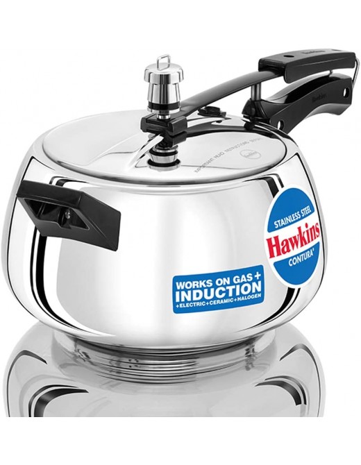 Hawkins Contura 5 Litre Pressure Cooker Stainless Steel Cooker Handi Cooker Induction Cooker Silver SSC50 - B07HJBLZGTK