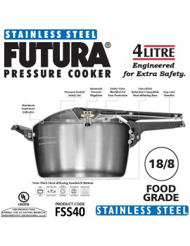 Hawkins Futura Pressure Cookers Stainless steel 4 Litre Induction - B00F3EC5E2T