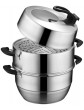 KKYKP Stackable Stainless Steel Pressure Cooker Steamer Insert Pans with Sling Handle Size : 28CM - B09VYP669PR