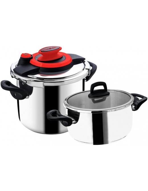 N A 4 Piece Pressure Cooker Set With Red Induction Base Useful Kitchen Tools Home With Glass Lid Color : A Size : See description - B0B3131LNLR