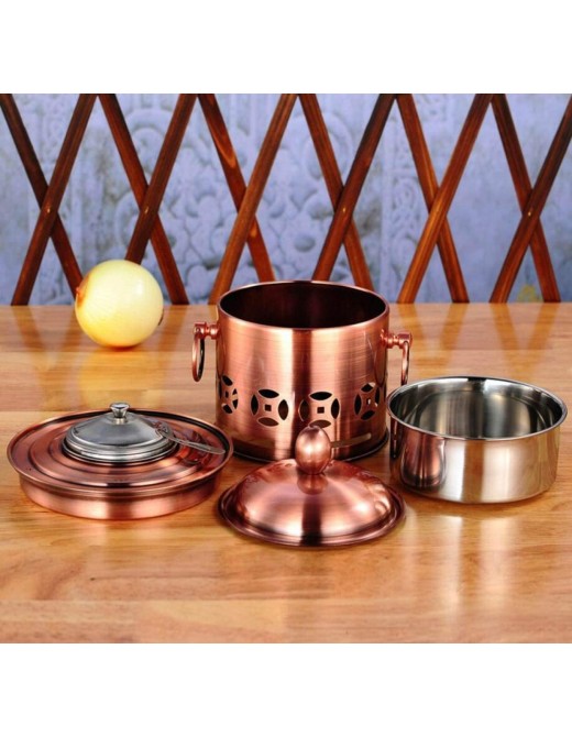 Shabu Shabu Stainless Steel Court Alcohol Stove Buffet Home Picnic Small Pot Alcohol Stove,Copper Gourmet Cooking - B0989S1Z46Y