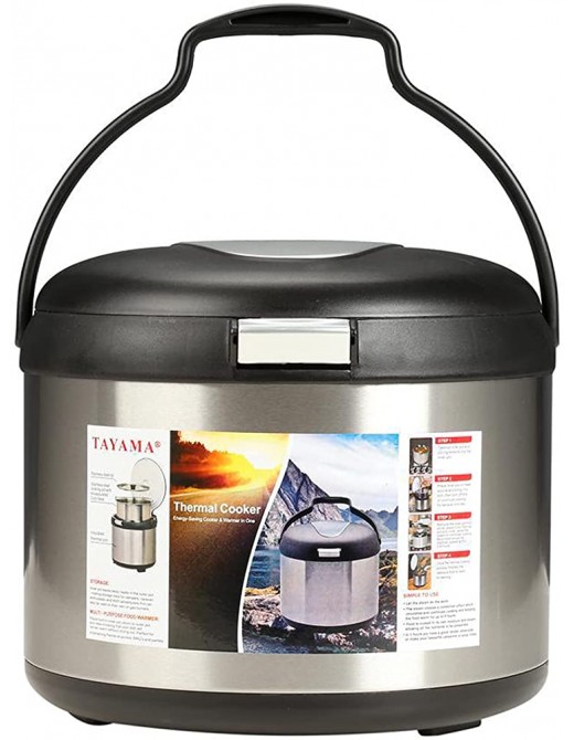 Tayama Stainless Steel Thermal Cooker,Black,5 Qt. - B09CLSX2SRA