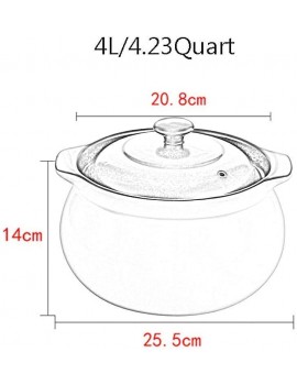Casserole Deep Clay Pot Earthen Pot withLid,Round Pattern Ceramic Ceramic Casserole,stockpot Cooker Cookware 4.23quart-469 - B09LRST4FLL