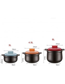 Dual Lid Casserole Crockpot Slow Cooker,Heat-Resistant Stew Pot Casserole Dish,Heavy Duty Ceramic Stockpot for Bibimbap Red 6l - B09C8917ZWU