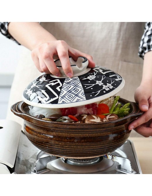 FZYE Japanese Rice Cooker,Ceramic Covered Casserole,Printed Heat Proof Earthenware Clay Pot,Heat-Resistant Soup Pot Slow Stew Pot,Health Saucepan B 3.5l Color : A Size : 2.8L - B09PD63G6HZ