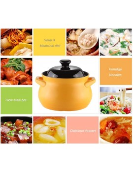 HIAQIMEI Large Capacity Not-stick Stockpot Soup Pot,Health Clay Pot,Earthenware Rice Cooker For Family,Ceramic Stew Pot,Round Ceramic Casserole With Lid H 3.8l - B09YX66GDPF