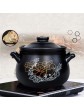 LIUSHI Round Earthen Pot,Ceramic Casserole Dish Flower Pattern Clay Pot Soup Pot with Lid Heat-Resistant Saucepan for Slow Cooking Black 2.85quart - B09DCNKNX5M