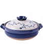 QZH Printed Hot Pot,Round Handmade Ceramic Casserole With Lid,Clay Pot,Insulated Casserole,Ceramic Stockpot,Slow Stew Pot,Nonstick Saucepan Leaf 1.6l - B09J1ZJXLGF