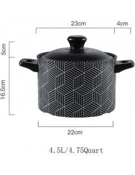 SBDLXY Deep Ceramic Casserole Dish with Lid Heat Resistant Earthenware Pot Korean Bibimbap Soup Pot Healthy Pot Black 3.7quart - B08RBG7H4PO