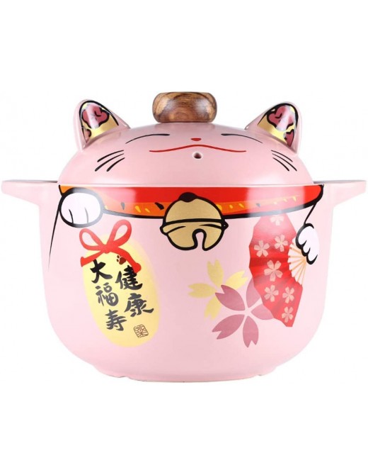 SBDLXY Insulated Covered Casserole,Heat-resistant Stew Pot Hot Pot,Stockpot,Japanese Ceramic Casserole With Lid Maneki Neko,Clay Rice Pot,Children's Bowl Maneki Neko 2.6l - B08RBHVK2YB