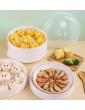WSSSH Vegetable steamer microwave double-layer breakfast bowl round microwave container with lid household steaming grid large-capacity steaming tray-small - B09Q31B65CF