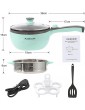 Audecook Electric Frying Pan with Steamer 1.5L Electric Hot Pot Multifunction Non-Stick Electric Skillet 20cm Mini Travel Cooker for Pasta Ramen Noodles Vegetables Meat Eggs Green - B091PY1WNBL