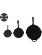 Chabrias 3 Pcs Cast Iron Cookware Set 12 Inch – 30.5cm 8 Inch 20.32cm and 6 Inch 15.24cm Pre-Seasoned Skillet Frying Pans for Indoor and Outdoor– Safe Grill Skillet Pan Set - B09XJ8QGTCE