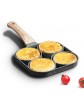 Facaitree 4 Hole Egg Pan Non-Stick Pan with Wooden Handle Work with Open Flame and Gas Stove Suitable for Egg Burger Grey Black - B09K79QP8ZY